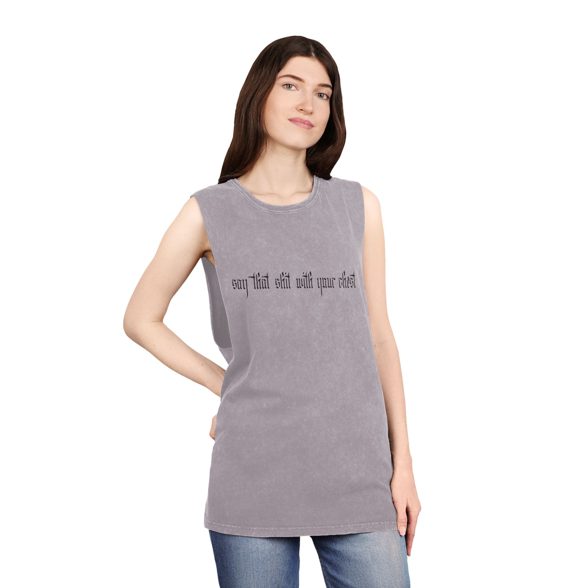 With Your Chest • Unisex Stonewash Tank Top - Image 8