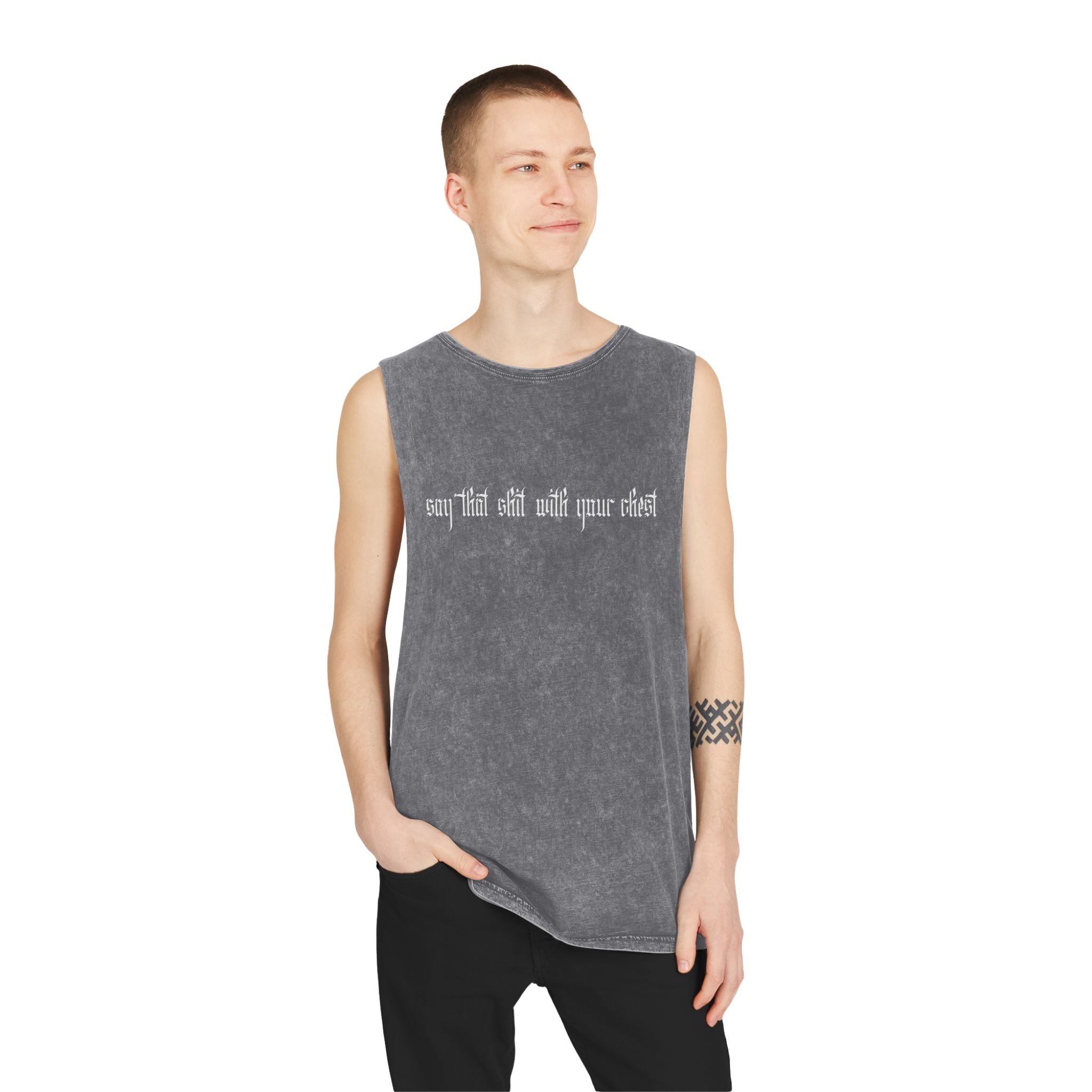 With Your Chest • Unisex Stonewash Tank Top - Image 15