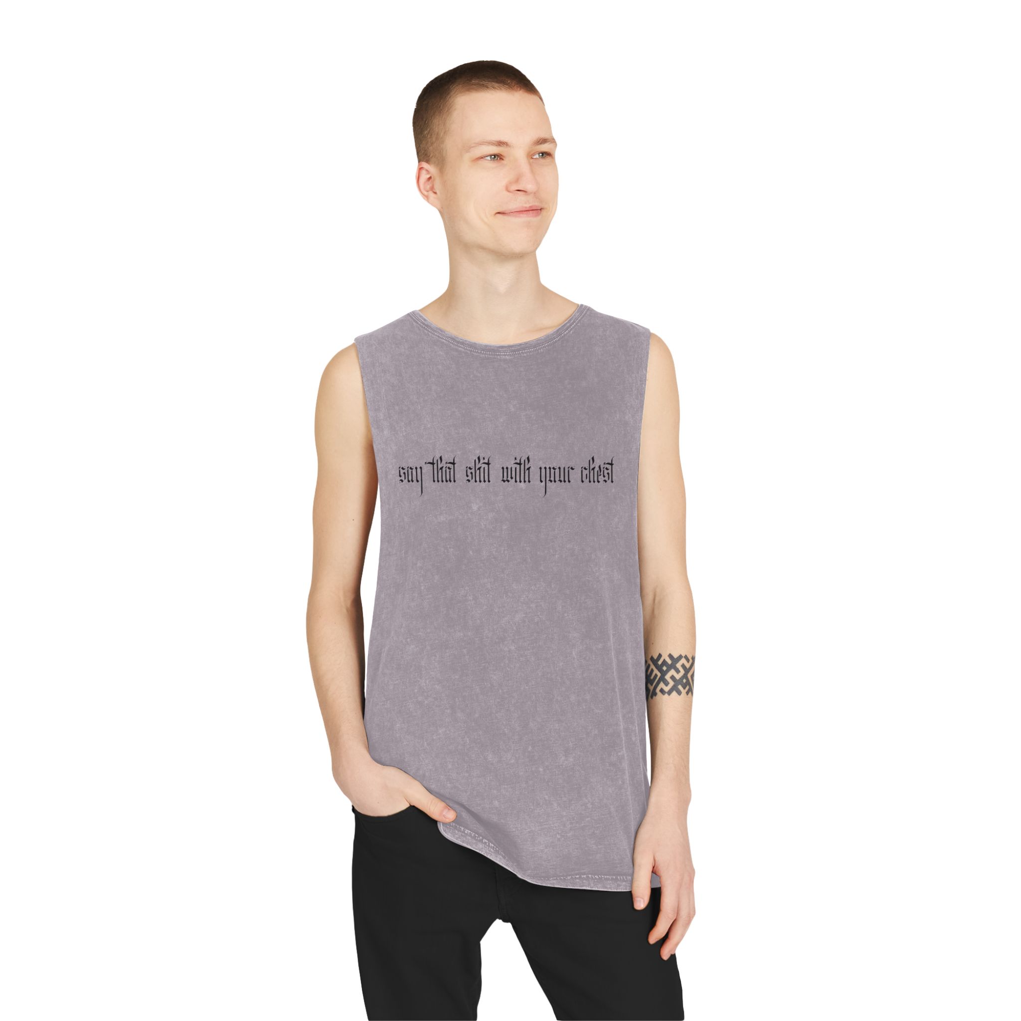 With Your Chest • Unisex Stonewash Tank Top - Image 7