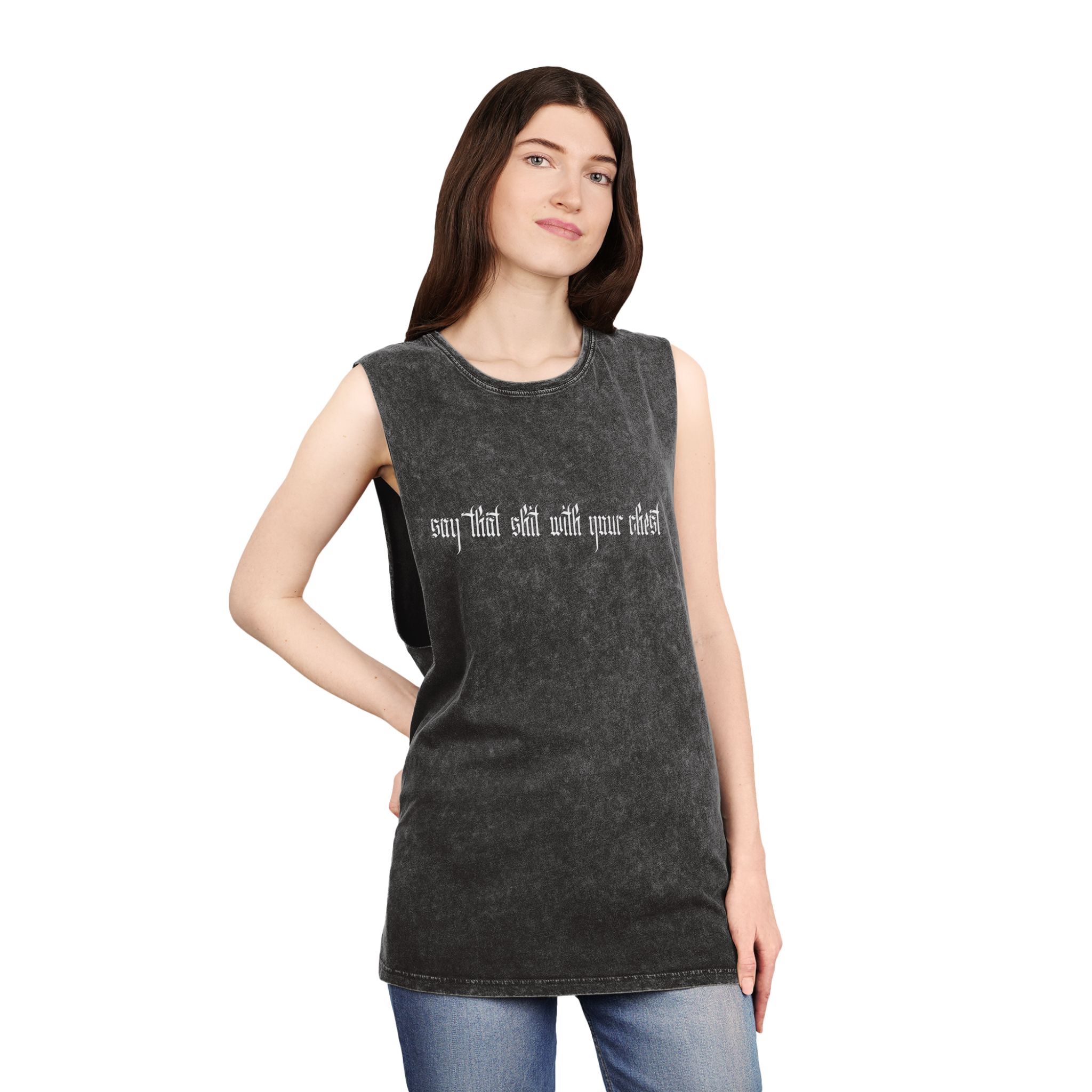 With Your Chest • Unisex Stonewash Tank Top - Image 11