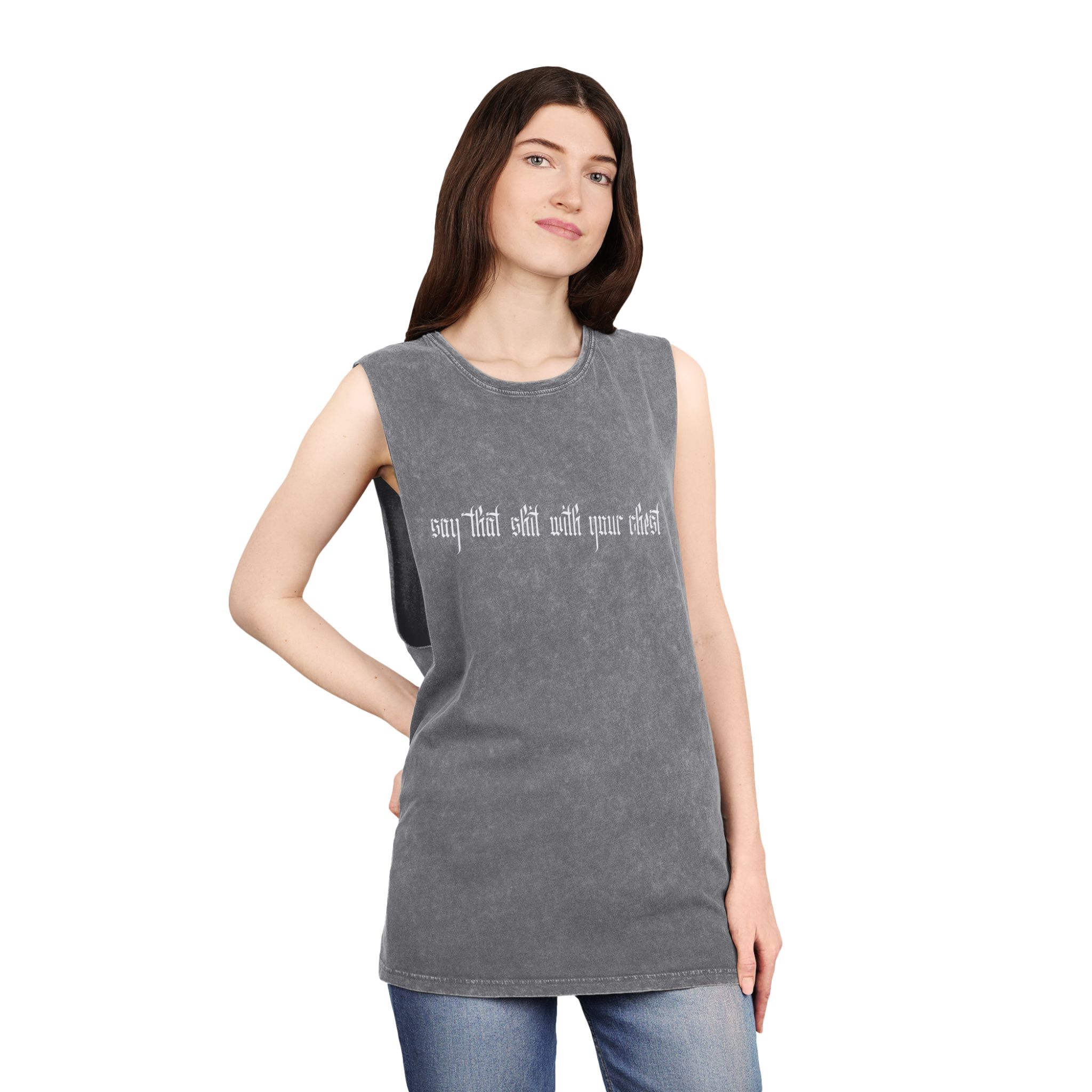 With Your Chest • Unisex Stonewash Tank Top - Image 16