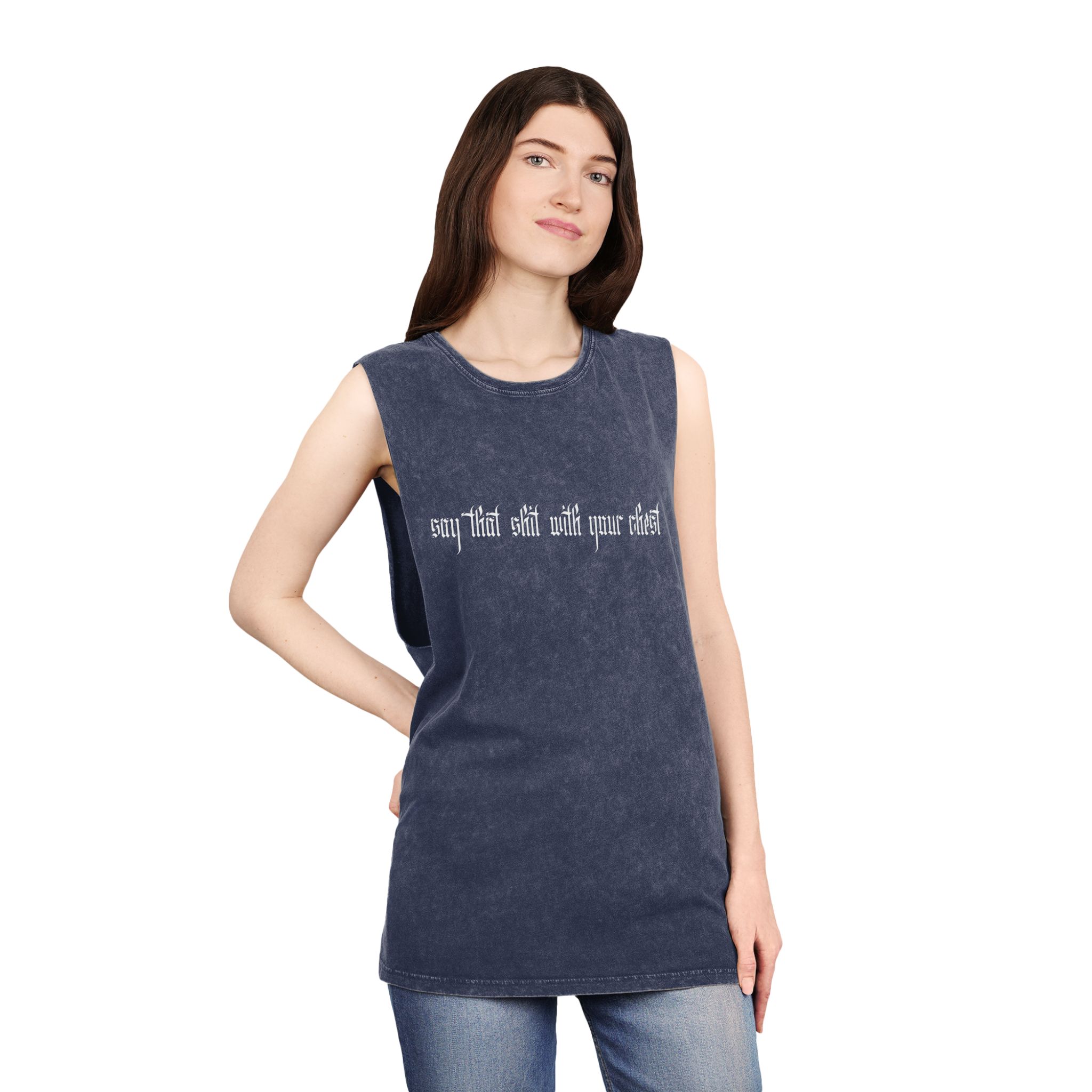 With Your Chest • Unisex Stonewash Tank Top - Image 20