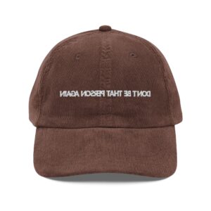Self Reminder #1 [White Embroidery] Vintage Corduroy Cap