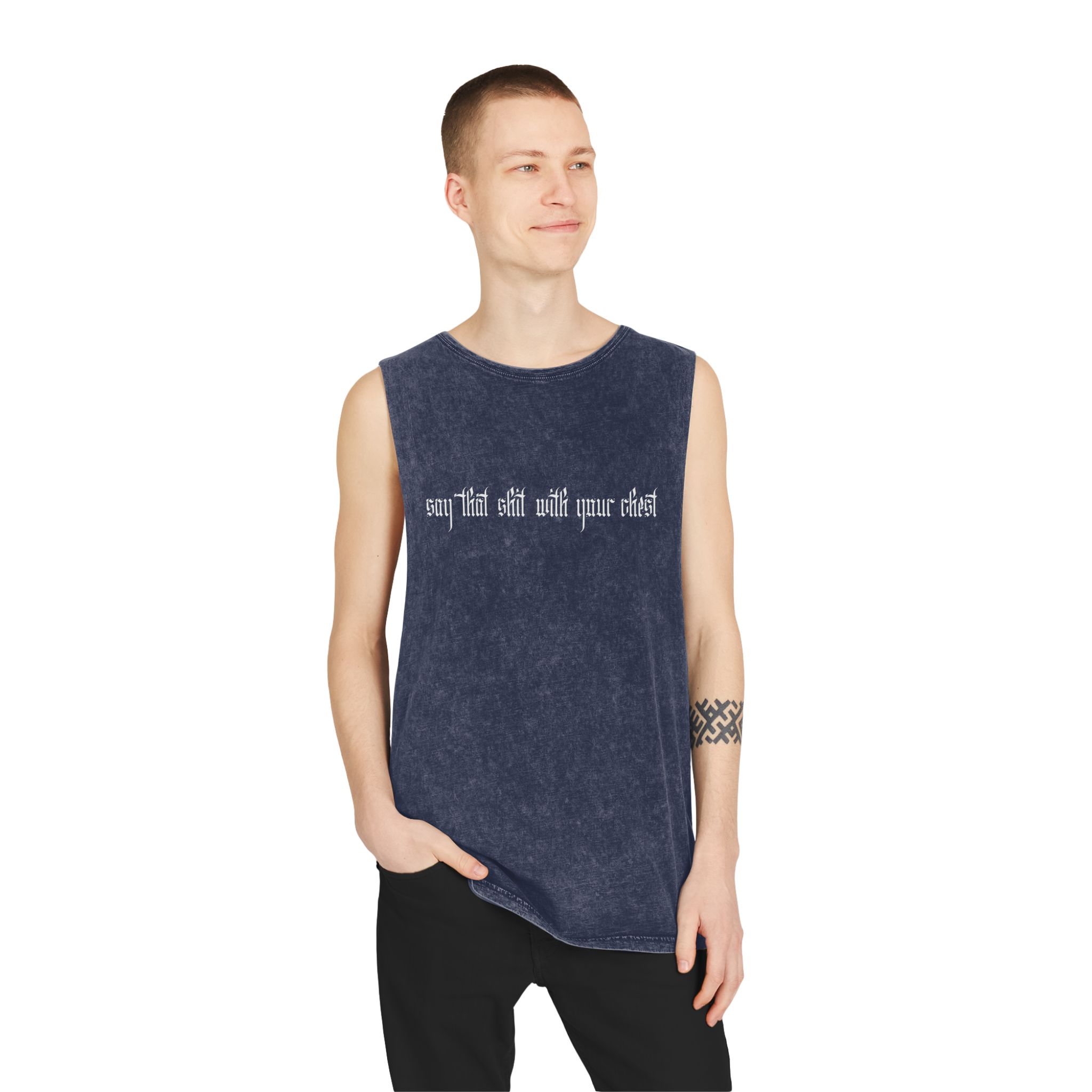 With Your Chest • Unisex Stonewash Tank Top - Image 19