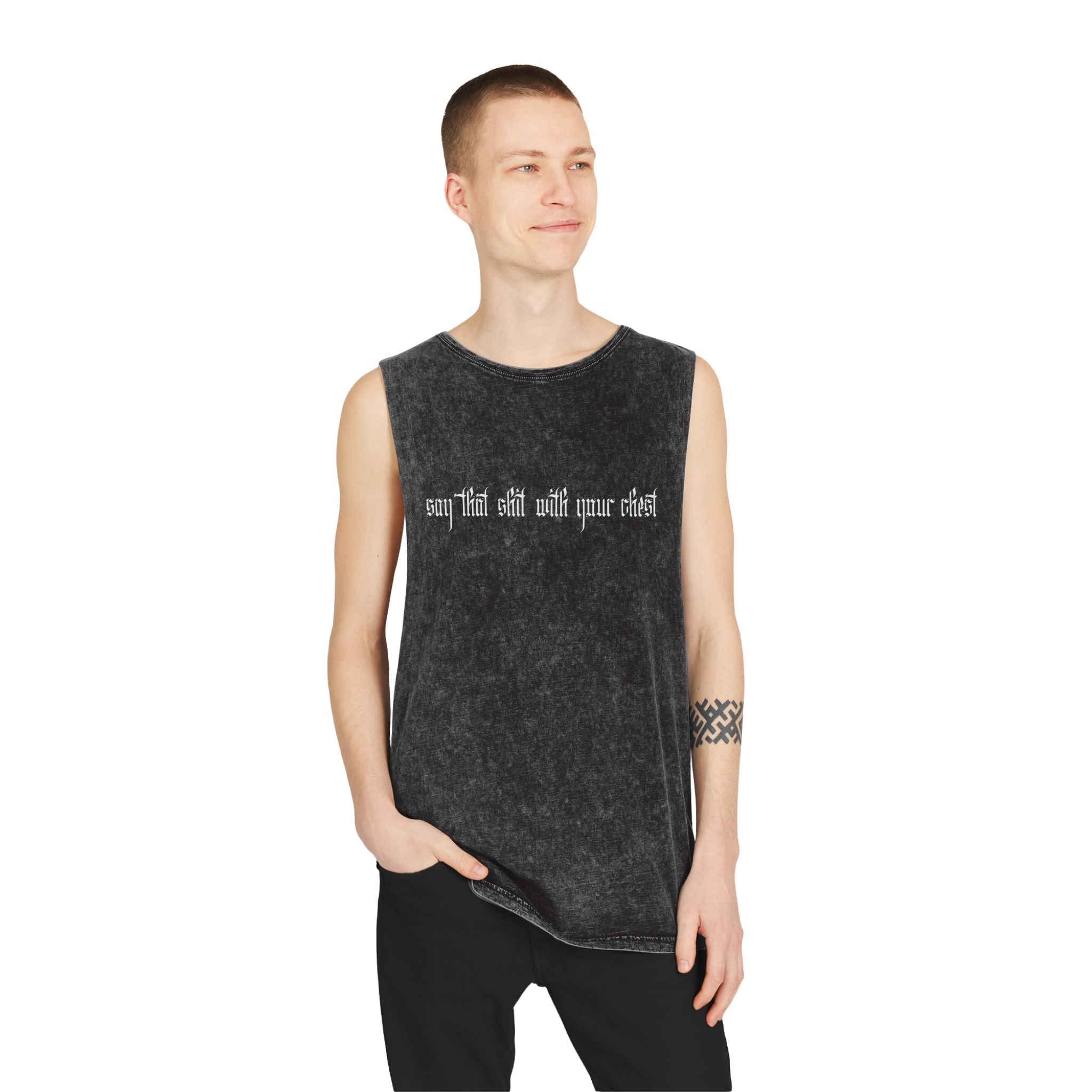 With Your Chest • Unisex Stonewash Tank Top - Image 12