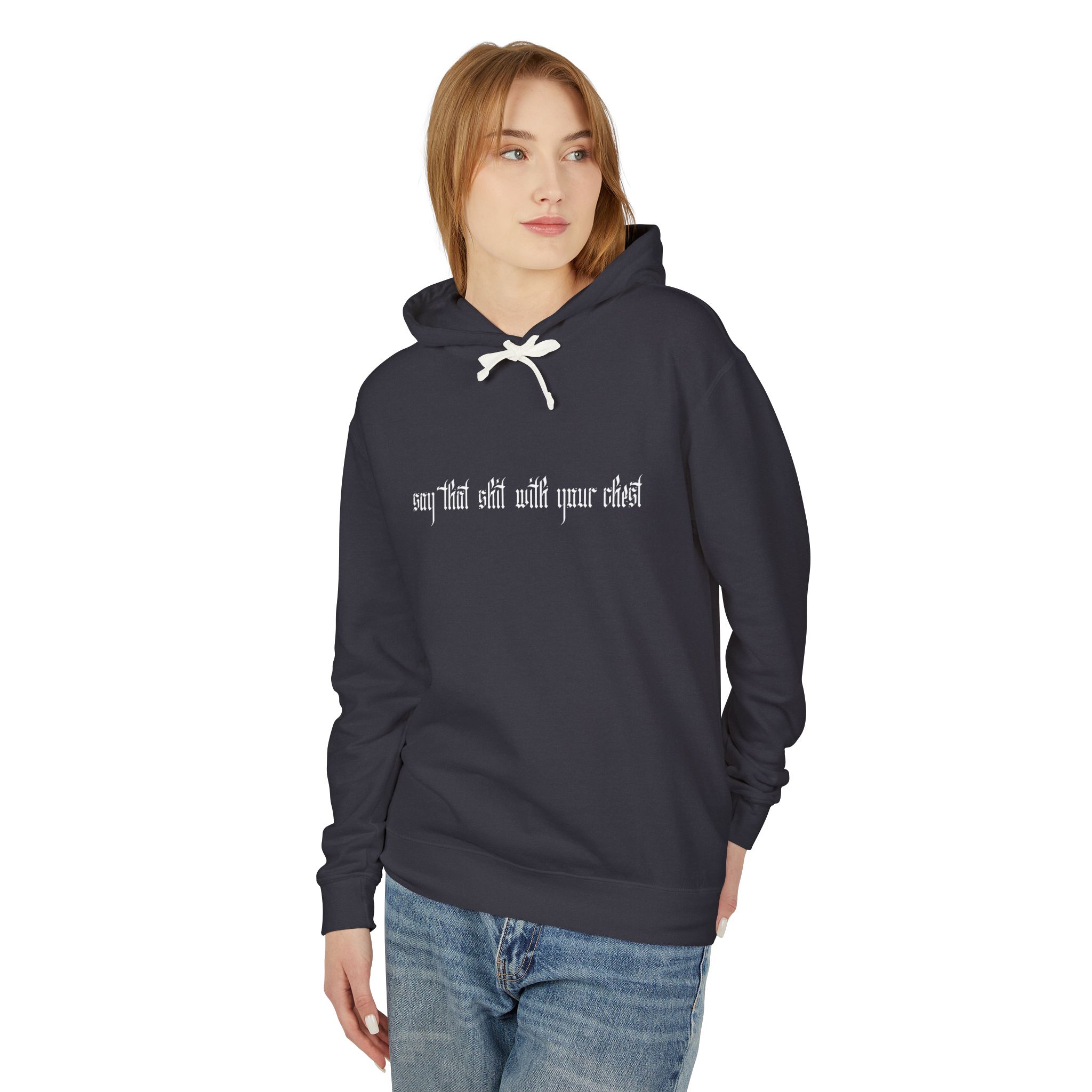 With Your Chest • Unisex Lightweight Hooded Sweatshirt - Image 3