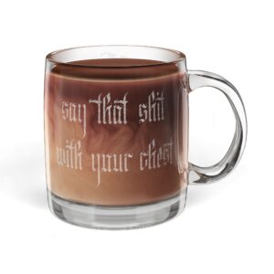 With Your Chest • Engraved Glass Logo Coffee Mug, 12.25oz